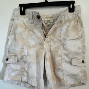 Women Tie-Dye Cargo Shorts Beige